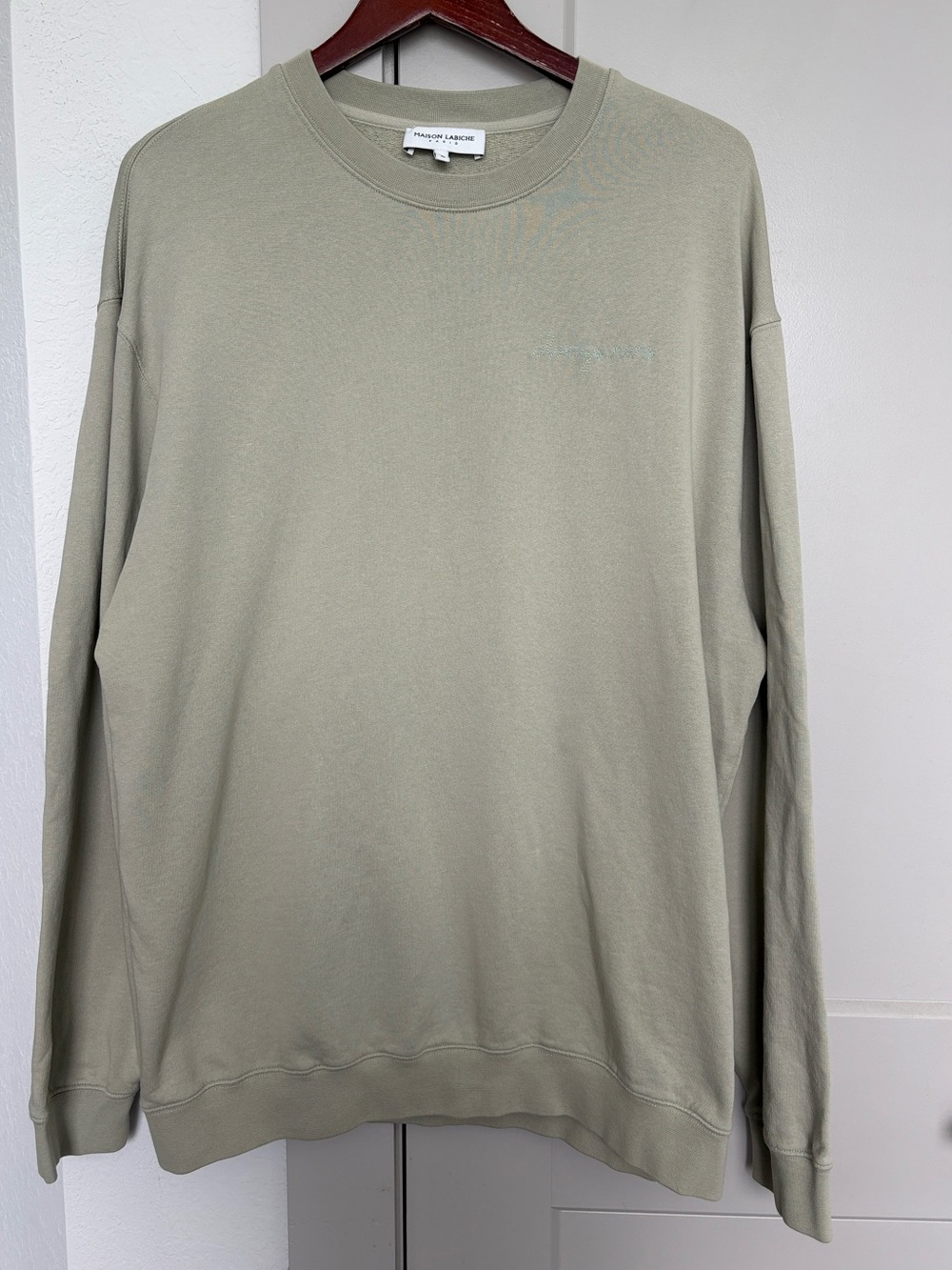 MAISON LABICHE PARIS ALWAYS RARE GREEN CREWNECK SWEATER WOMENS XL OVERSIZED